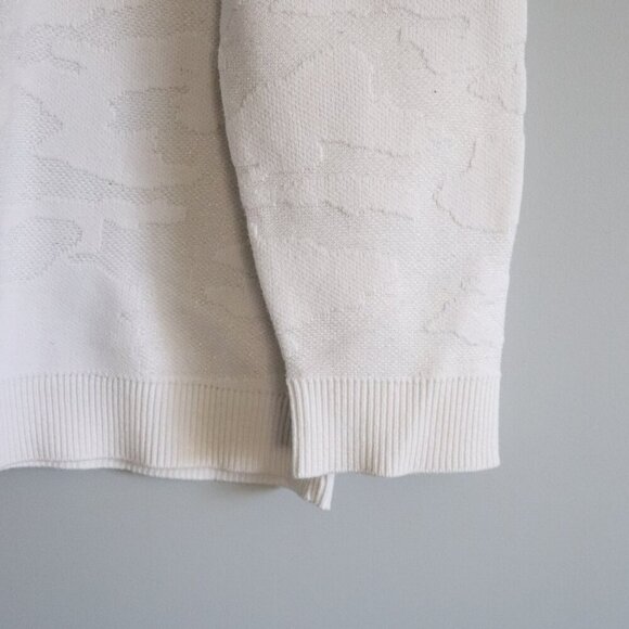 Joe Fresh Women's Sz 1X White Camouflage Crewneck Ribbed Knit Stretch Sweater - Picture 7 of 10